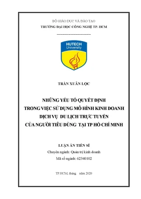 Những yếu tố quyết định trong việc sử dụng mô hình kinh doanh dịch vụ du lịch trực tuyến của người tiêu dùng tại thành phố hồ chí minh