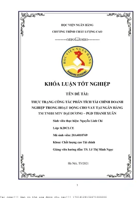 Thực trạng công tác phân tích tài chính doanh nghiệp trong hoạt động tín dụng tại ngân hàng thương mại trách nhiệm hữu hạn một thành viên đại dương oceanbank pgd thanh xuân