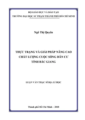 Thực trạng và giải pháp nâng cao chất lượng cuộc sống dân cư tỉnh bắc giang