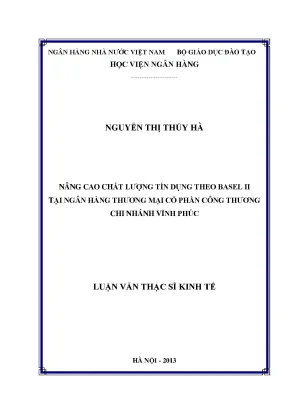 Nâng cao chất lượng tín dụng theo basel ii tại ngân hàng thương mại cổ phần công thương chi nhánh vĩnh phúc