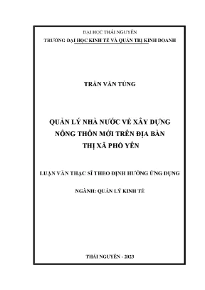Quản lý nhà nước về xây dựng nông thôn mới trên địa bàn thị xã phổ yên