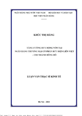 Tăng cường huy động vốn tại ngân hàng thương mại cổ phần bưu điện liên việt chi nhánh đông đô