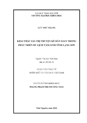 Khai thác giá trị truyện kể dân gian trong phát triển du lịch tâm linh tỉnh lạng sơn