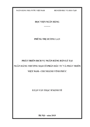 Phát triển dịch vụ ngân hàng bán lẻ tại ngân hàng thương mại cổ phần đầu tư và phát triển việt nam chi nhánh vĩnh phúc