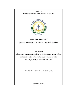 Luận văn thạc sĩ xây dựng bộ công cụ đánh giá năng lực thực hành chăm sóc hậu môn nhân tạo của sinh viên đại học điều dưỡng chính quy