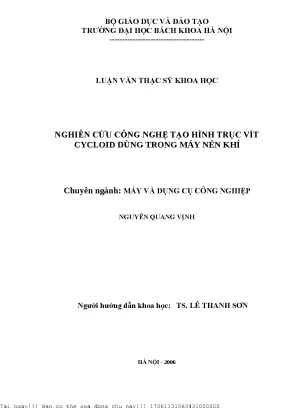 Nghiên ứu ông nghệ tạo hình trụ vít cyloid dùng trong máy nén khí