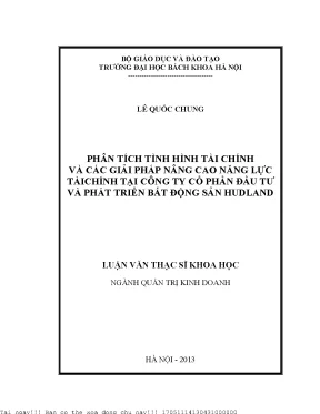Phân tíh tình hình tài chính và các giải pháp nâng cao năng lực tài chính tại công ty cổ phần đầu tư và phát triển bất động sản hudland