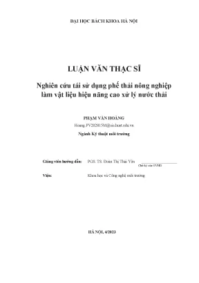 Nghiên cứu tái sử dụng phế thải nông nghiệp làm vật liệu hiệu năng cao xử lý nước thải