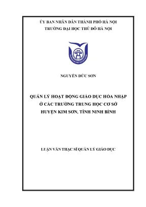 Quản lý hoạt động giáo dục hòa nhập ở các trường thcs huyện kim sơn tỉnh ninh bình