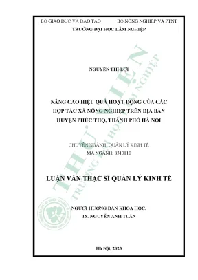 Nâng cao hiệu quả hoạt động của các hợp tác xã nông nghiệp trên địa bàn huyên phúc thọ thành phố hà nội