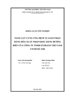Năng lực cung ứng dịch vụ giao nhận hàng hóa xuất nhập khẩu bằng đường biển của công ty tnhh extrans việt nam cơ sở hà nội