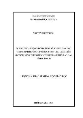 Quản lý hoạt động bồi dưỡng năng lực dạy học theo định hướng giáo dục stem cho giáo viên ở các trường trung học cơ sở thành phố lào cai tỉnh lào cai