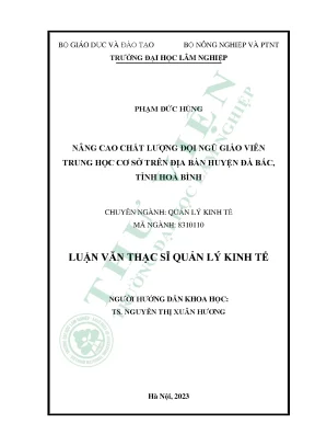 Nâng cao chất lượng đội ngũ giáo viên trung học cơ sở trên địa bàn huyện đà bắc tỉnh hoà bình