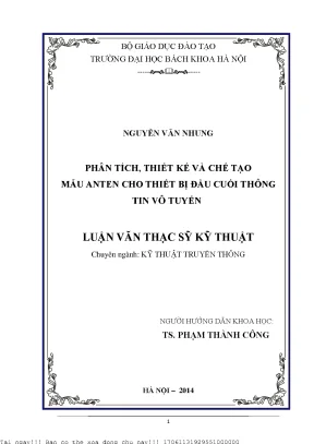 Phân tíh thiết kế và hế tạo mẫu anten ho thiết bị đầu uối thông tin vô tuyến