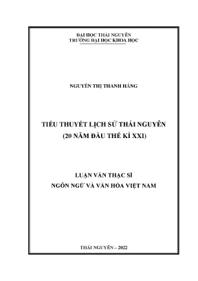Tiểu thuyết lịch sử thái nguyên 20 năm đầu thế kỷ xxi