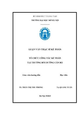 Tổ chức công tác kế toán tại trường bồi dưỡng cán bộ