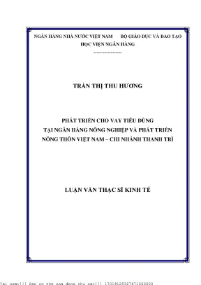 Phát triển cho vay tiêu dùng tại ngân hàng nông nghiệp và phát triển nông thôn việt nam chi nhánh thanh trì