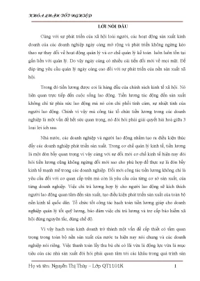 Hoàn thiện công tác hạch toán tiền lương và các khoản trích theo lương