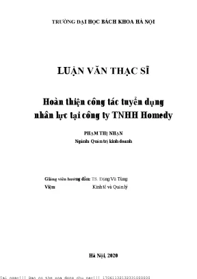 Hoàn thiện ông tá tuyển dụng nhân lự tại ông ty tnhh homedy
