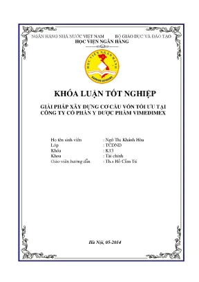 Giải pháp xây dựng cấu trúc vốn tối ưu tại công ty cổ phần y dược phẩm vimedimex
