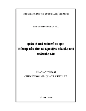 Luận án tiến sĩ kinh tế uản lý nhà nước về du lịch trên địa bàn tỉnh bo kẹo cộng hòa dân chủ nhân dân lào