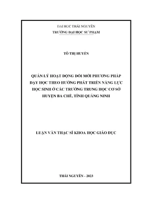 Quản lý đổi mới phương pháp dạy học theo hướng phát triển năng lực học sinh ở các trường thcs trên địa bàn huyện ba chẽ tỉnh quảng ninh