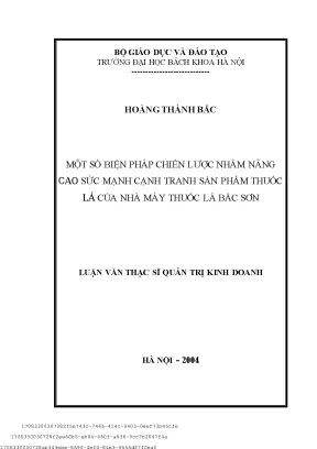 Một số biện pháp hiến lượ nhằm nâng ao sứ mạnh ạnh tranh sản phẩm thuố lá ủa nhà máy thuố lá bắ sơn