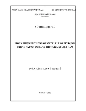 Hoàn thiện hệ thống quản trị rủi ro tín dụng trong các ngân hàng thương mại việt nam