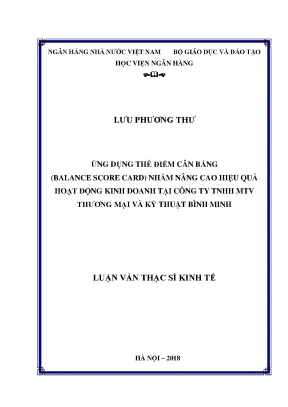 Ứng dụng thẻ điểm cân bằng balance score card nhằm nâng cao hiệu quả hoạt động kinh doanh tại công ty tnhh mtv thương mại và kỹ thuật bình minh luận văn thạc sỹ kinh tế