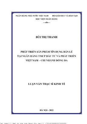 Phát triển sản phẩm tín dụng bán lẻ tại ngân hàng thương mại cổ phần đầu tư và phát triển việt nam chi nhánh đống đa