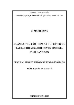 Quản lý thu bảo hiểm xã hội bắt buộc tại bảo hiểm xã hội huyện bình gia tỉnh lạng sơn