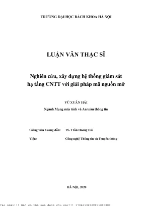 Nghiên ứu xây dựng hệ thống giám sát hạ tầng cntt với giải pháp mã nguồn mở