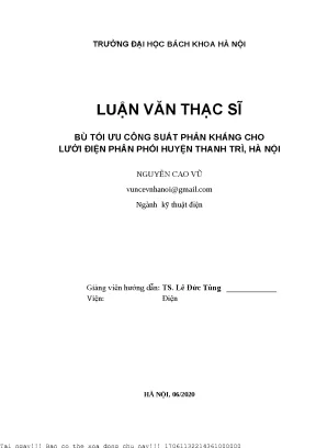 Bù tối ưu ông suất phản kháng ho lưới điện phân phối huyện thanh trì hà nội