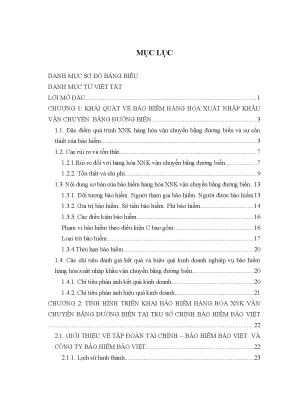 Thực trạng kinh doanh bảo hiểm hàng hóa xnk vận chuyển bằng đường biển tại trụ sở chính bảo hiểm bảo việt