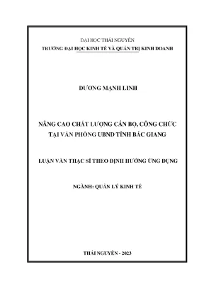 Nâng cao chất lượng cán bộ công chức tại văn phòng ubnd tỉnh bắc giang