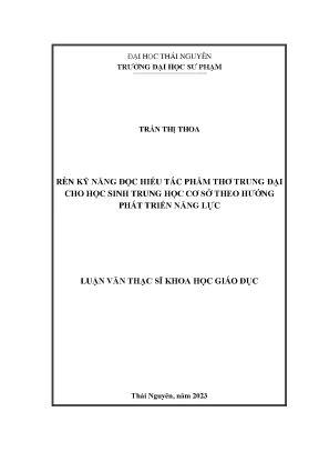 Rèn kỹ năng đọc hiểu tác phẩm thơ trung đại cho học sinh trung học cơ sở theo hướng phát triển năng lực
