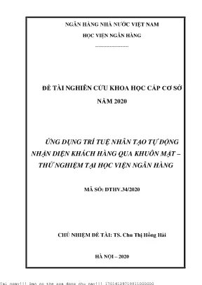 Ứng dụng trí tuệ nhân tạo tự động nhận diện khách hàng qua khuôn mặt thử nghiệm tại học viện ngân hàng
