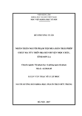 Nhân thân người phạm tội mua bán trái phép chất ma túy trên địa bàn huyện mộc châu tỉnh sơn la