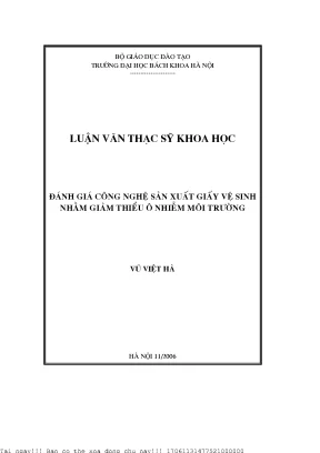 Đánh giá ông nghệ sản xuất giấy vệ sinh nhằm giảm thiểu ô nhiễm môi trường