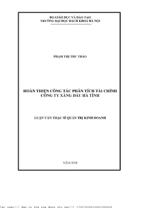 Hoàn thiện ông tác phân tích tài chính công ty xăng dầu hà tĩnh