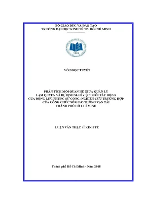 Phân tích mối quan hệ giữa quản lý lạm quyền và dự định nghỉ việc dưới tác động của động lực phụng sự công nghiên cứu trường hợp của công chức sở giao thông vận tải thành ph