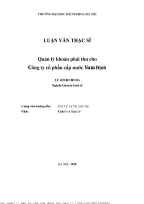 Quản lý khoản phải thu ho công ty ổ phần ấp nướ nam định