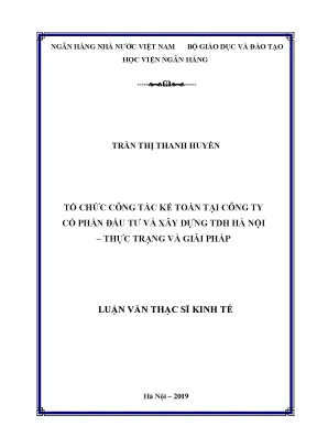Tổ chức công tác kế toán tại công ty cổ phần đầu tư và xây dựng tdh hà nội thực trạng và giải pháp