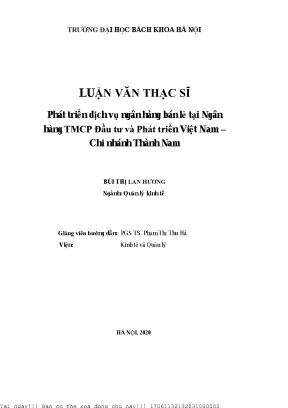 Phát triển dịh vụ ngân hàng bán lẻ tại ngân hàng tmcp đầu tư và phát triển việt nam chi nhánh thành nam