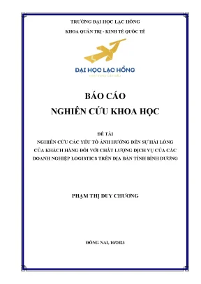 Nghiên cứu các yếu tố ảnh hưởng đến sự hài lòng của khách hàng đối với chất lượng dịch vụ của các doanh nghiệp logistics trên địa bàn tỉnh bình dương