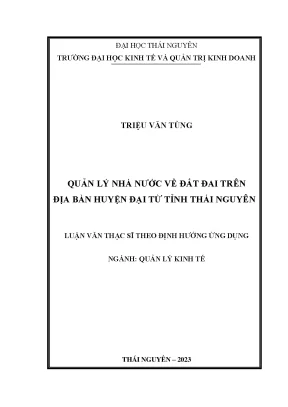 Quản lý nhà nước về đất đai trên địa bàn huyện đại từ tỉnh thái nguyên