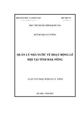 Luận văn thạc sĩ quản lý công quản lý nhà nước về hoạt động lễ hội tại tỉnh đắk nông