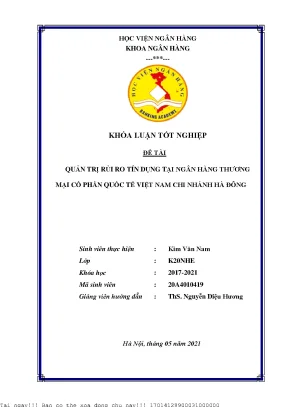 Quản trị rủi ro tín dụng tại ngân hàng tmcp quốc tế việt nam chi nhánh hà đông