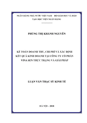 Kế toán doanh thu chi phí và xác định kết quả kinh doanh tại công ty cổ phần vina sen thực trạng và giải pháp