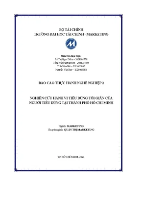 Nghiên cứu hành vi tiêu dùng tối giản của người tiêu dùng tại thành phố hồ chí minh